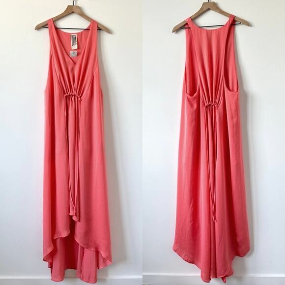 NWT Free People High Low Drawstring Waist Sundress Coral Size S - Picture 12 of 12